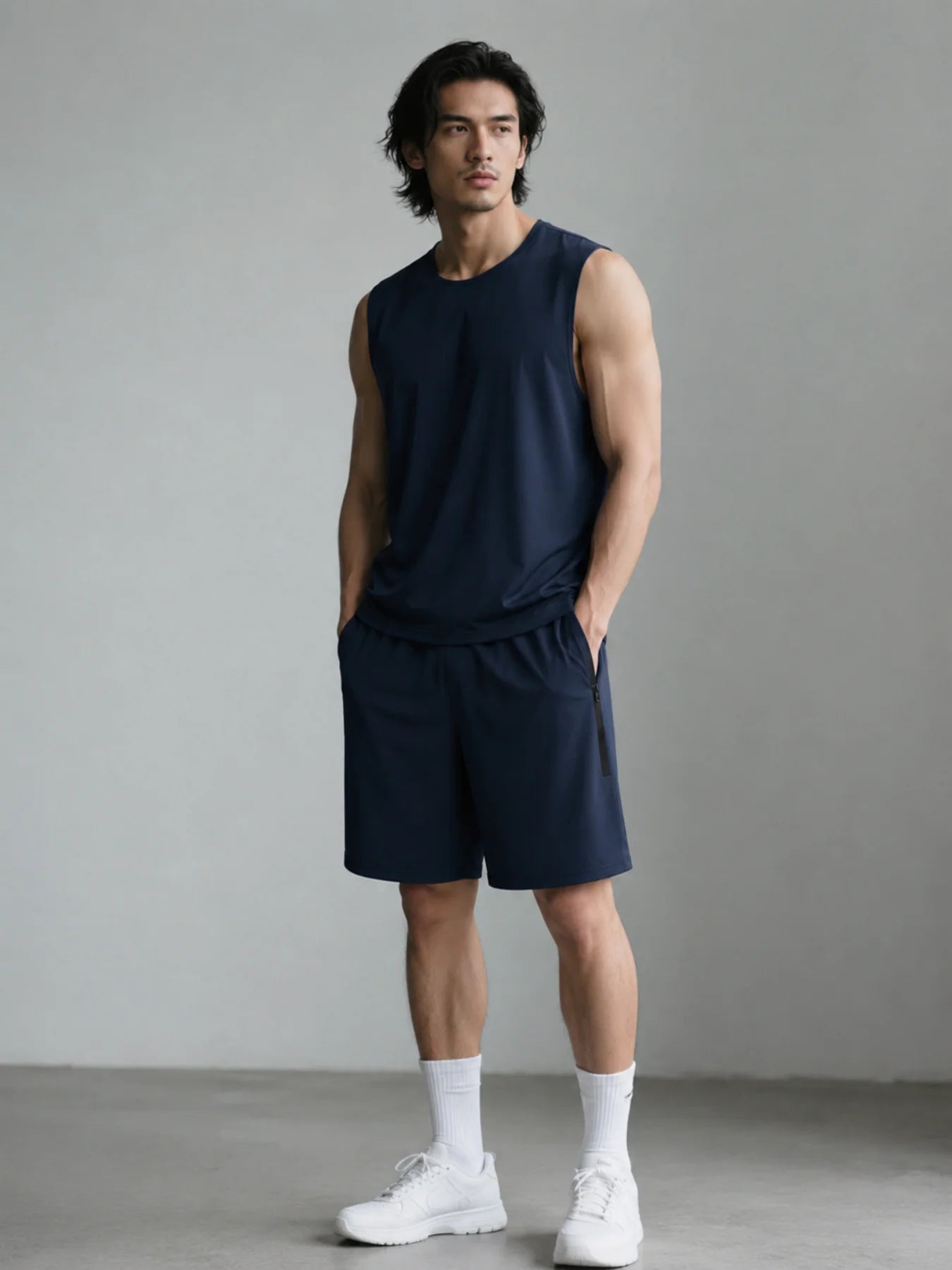 Men's Casual 2-Piece Sleeveless Outfit, Loose Fit Breathable Tank & Shorts