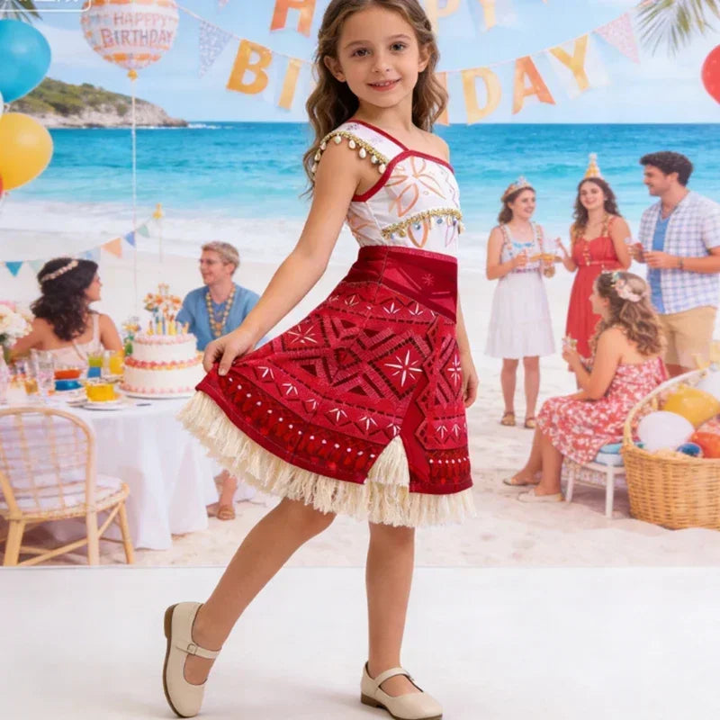 New Carnival Family Women Costume Ocean Adventure Moana Cosplay Short-Sleeved Clothes Adult Kids Vaiana Cosplay Princess Dress