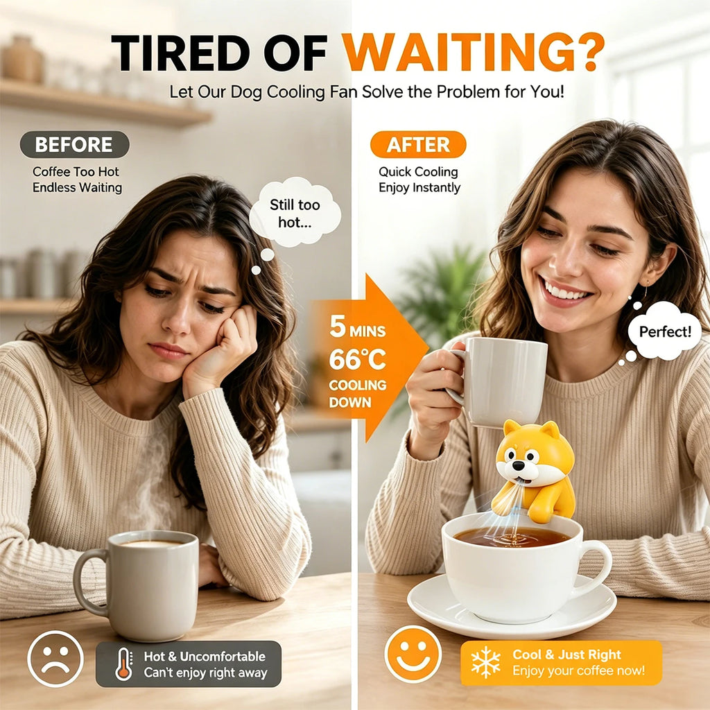 Cute Shiba Inu Food Cooling Fan, Rechargeable Portable Cup Fan For Hot Coffee & Soup, 3 Speeds Mini Cooler For Kids
