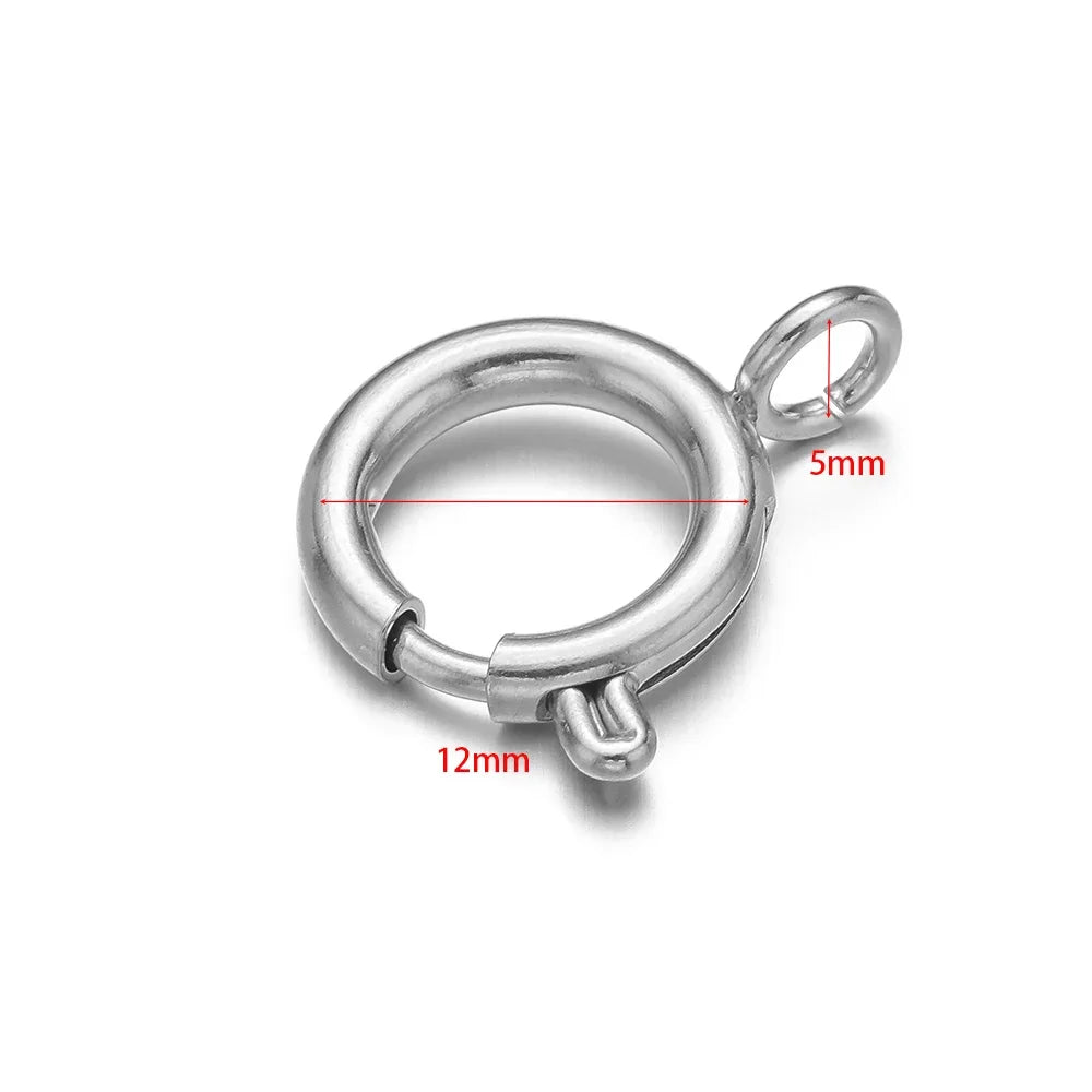 10pcs Stainless Steel Spring Ring Clasps Round Lobster Clasp Hooks Necklace Connectors for DIY Fashion Jewelry Bracelet Findings