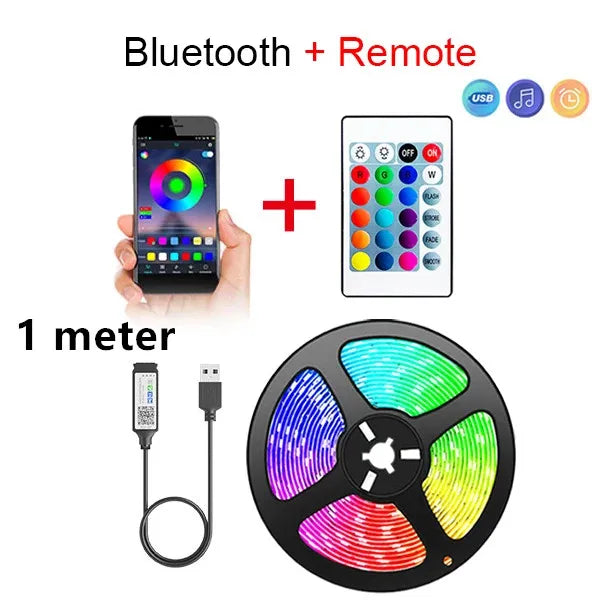 RGB LED Light Strip Lights USB 5V TV Backlight Atmosphere Lights APP Remote Control Flexible Lamp Tape Christmas Party Light