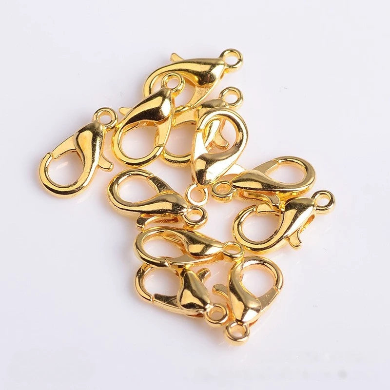 100pcs 9 12 14mm Zinc Alloy Lobster Clasps Multi Sizes for DIY Handmade Jewelry Necklace Bracelet Making Accessories
