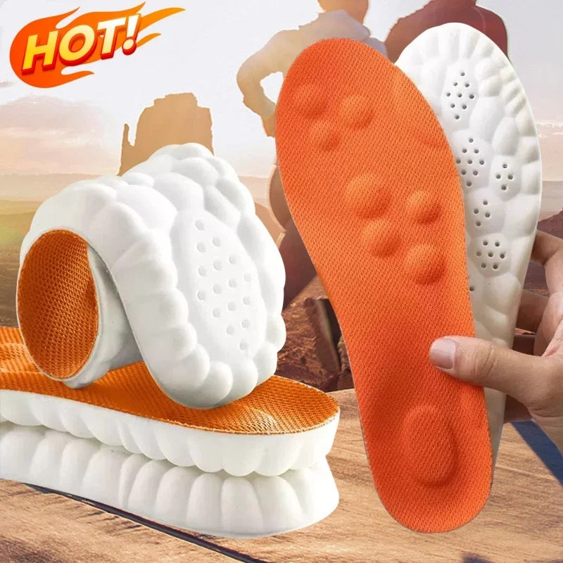 Soft Breathable Shock Absorption Cushion Running Insoles 4D Cloud Technology PU Sole Sports Insoles For Orthopedic Care 2026 New