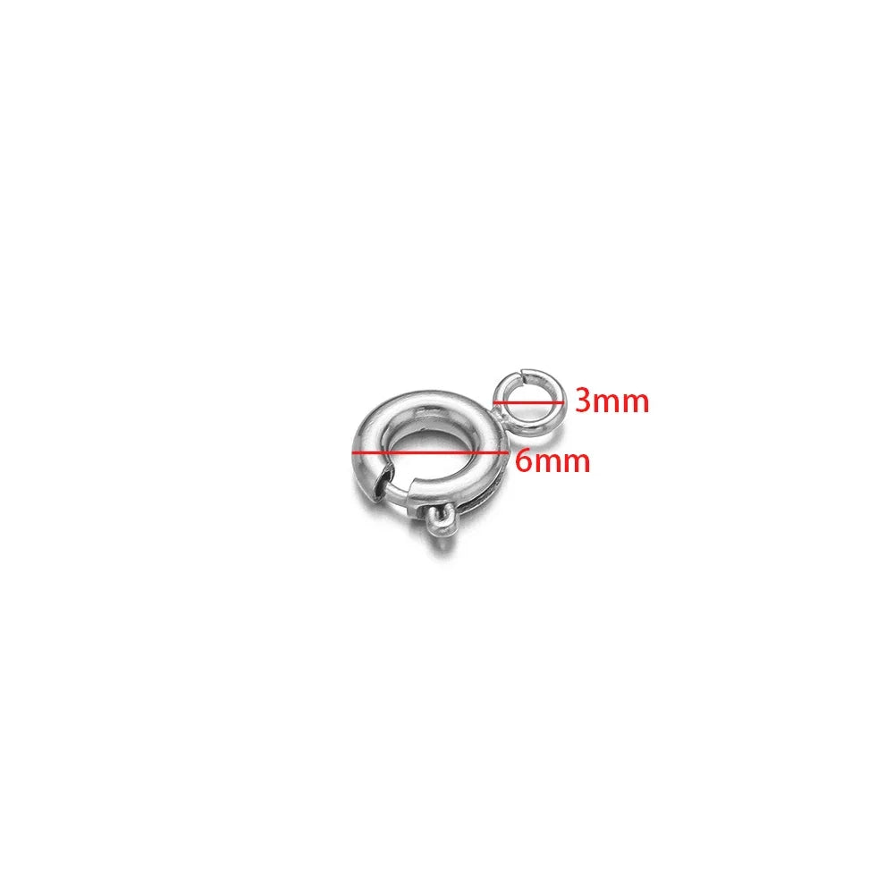 10pcs Stainless Steel Spring Ring Clasps Round Lobster Clasp Hooks Necklace Connectors for DIY Fashion Jewelry Bracelet Findings