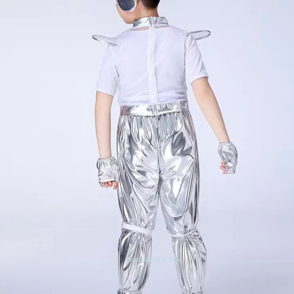Kids Robot Space Future Style Costume Boys Girls Performance Outfit Alien Halloween Stage Show Party Cosplay Dress Up Clothes