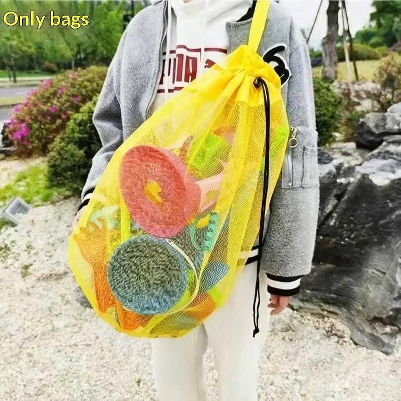 Large Capacity Portable Mesh Beach Storage Bag Breathable Foldable 1Pc Tote for Kids Beach Toys Pool Parties