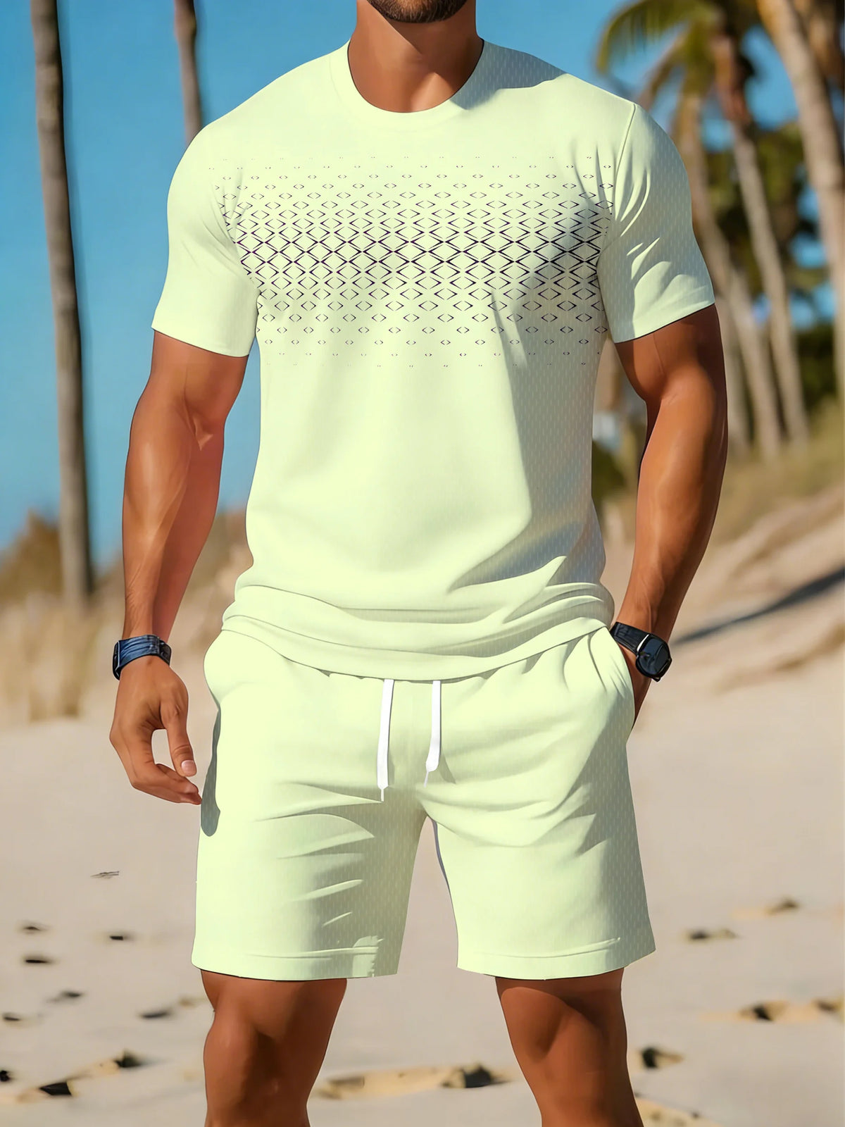 2026 Summer Men's Polo Shirt Set - 3D Printed Design Breathable Lightweight Comfortable Fashionable Outdoor Men's Clothing
