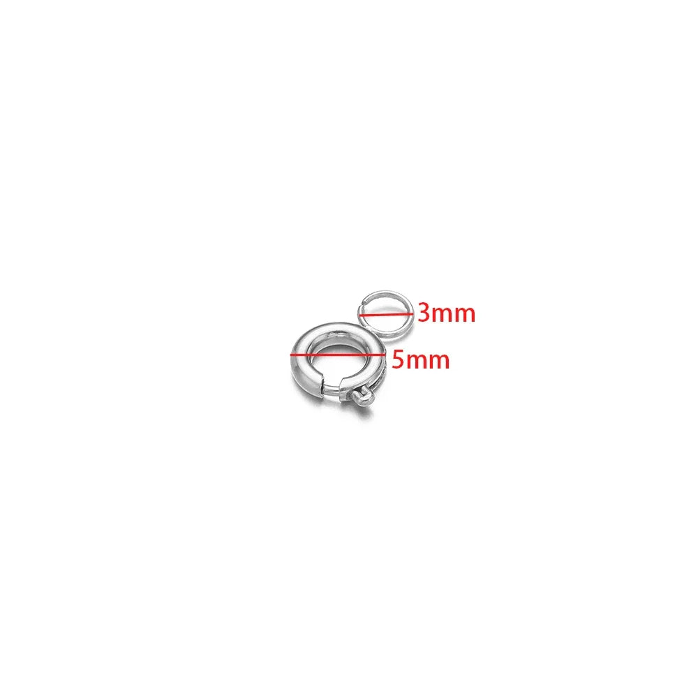10pcs Stainless Steel Spring Ring Clasps Round Lobster Clasp Hooks Necklace Connectors for DIY Fashion Jewelry Bracelet Findings