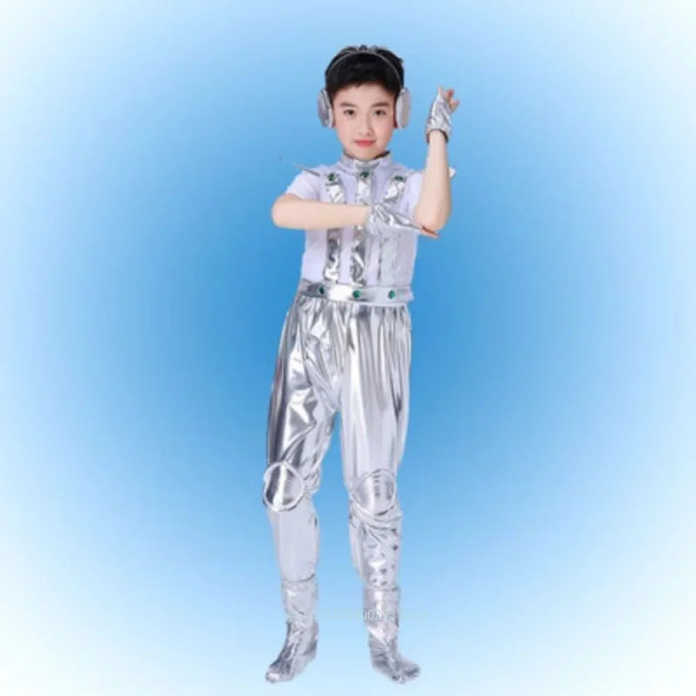 Kids Robot Space Future Style Costume Boys Girls Performance Outfit Alien Halloween Stage Show Party Cosplay Dress Up Clothes
