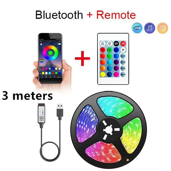 RGB LED Light Strip Lights USB 5V TV Backlight Atmosphere Lights APP Remote Control Flexible Lamp Tape Christmas Party Light