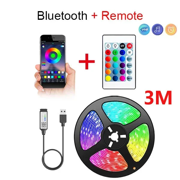 RGB LED Light Strip Lights USB 5V TV Backlight Atmosphere Lights APP Remote Control Flexible Lamp Tape Christmas Party Light