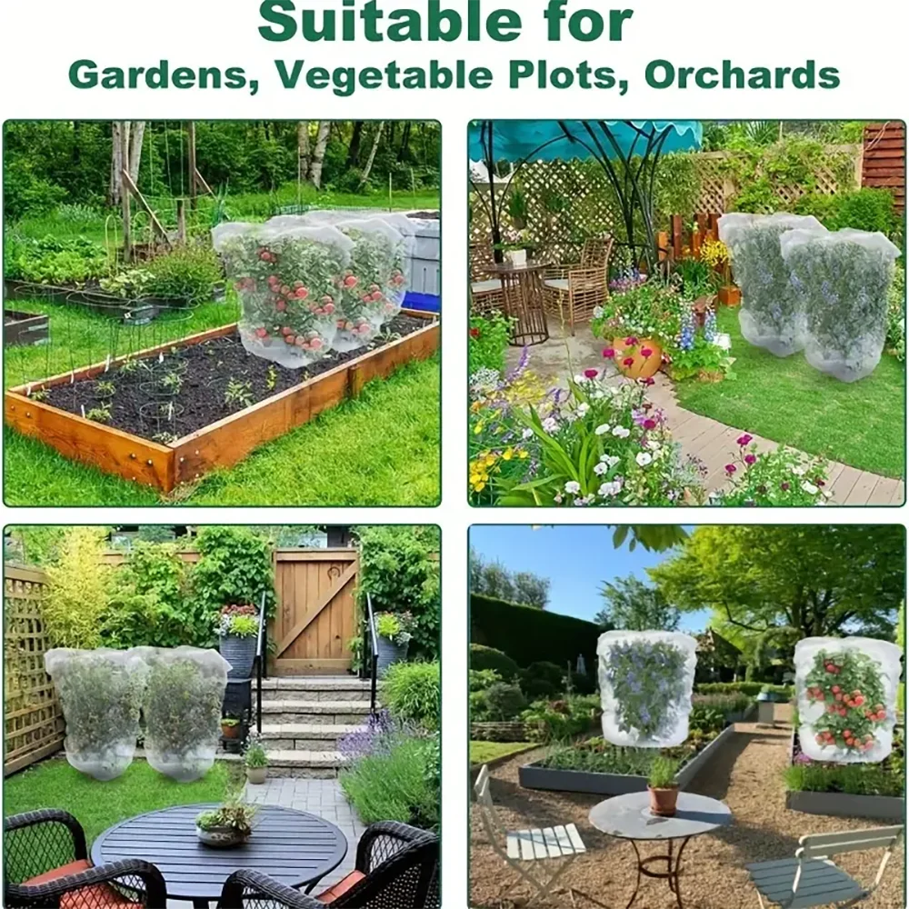 Extra-Thick Garden Netting With Drawstring & Zipper-Insect &Bird Protection For Fruits,Citrus,Flowers Pe Material Insect Netting