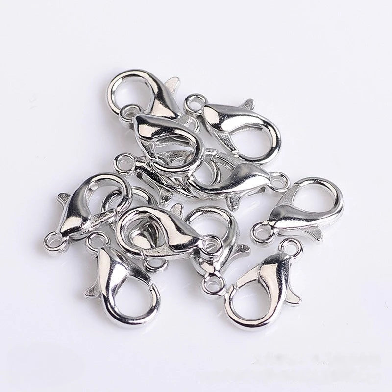 100pcs 9 12 14mm Zinc Alloy Lobster Clasps Multi Sizes for DIY Handmade Jewelry Necklace Bracelet Making Accessories
