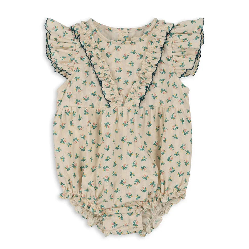 2026 Summer KS Girls Gauze Floral Cotton Dress Kids Clothes Flying Sleeve T Shirts Shorts Romper Suits Soft Breathable Vacation