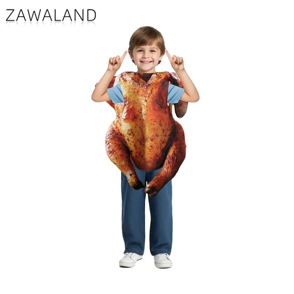 Zawaland Funny Roasted Turkey Costumes Adult Kid Cosplay Orleans Chicken Clothes Sponge Suit Thanksgiving Day Party Outfit
