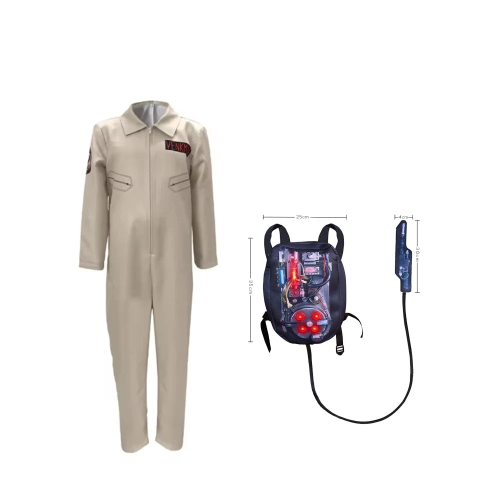 Kids Ghostbusters Movie Cosplay Costumes with Backpack Christmas Gift Carnival Theme Party Clothes Fans Collection