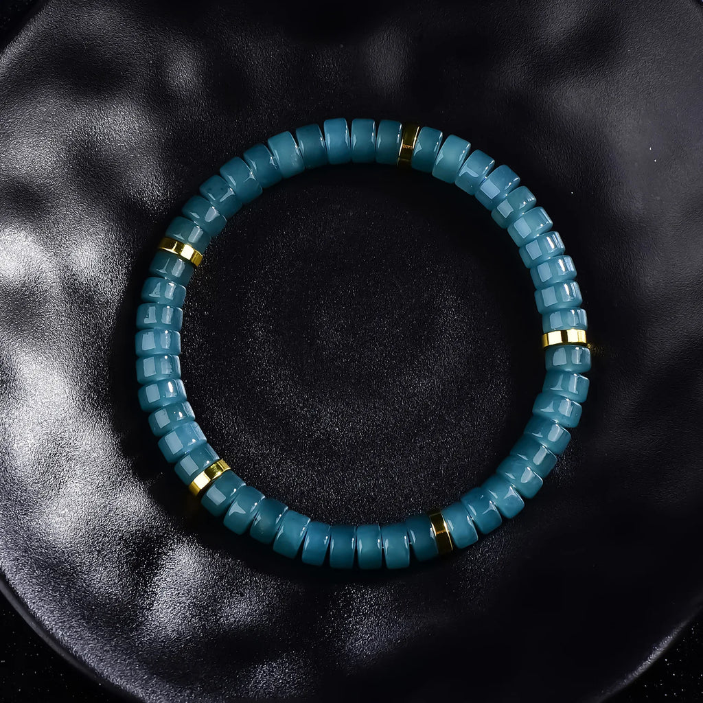 Natural Jadeite Blue Water Abacus Beads Spacer Bracelet Luxury Quality Jewelry Fashion Jewelry Exquisite Charms Gift Certificate