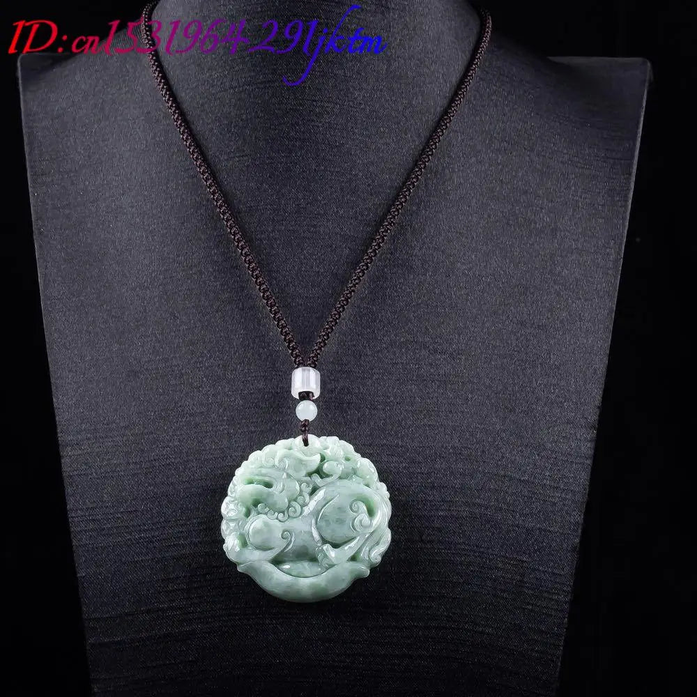 Natural Myanmar Jadeite Pixiu Pendant Necklace Carved Amulet Fashion Real Jade Talismans Accessories Designer Gifts for Women
