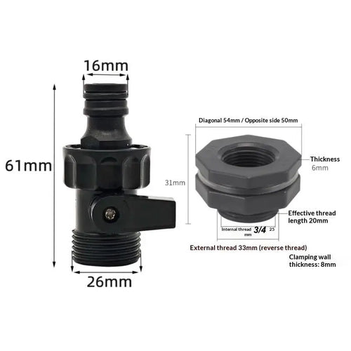 1 Set 3/4 Inch Rain Bucket Valve Fittings Connectors PVC Rain Bucket Diverter Kit Water Pipe Fittings Home Spray  Accessories