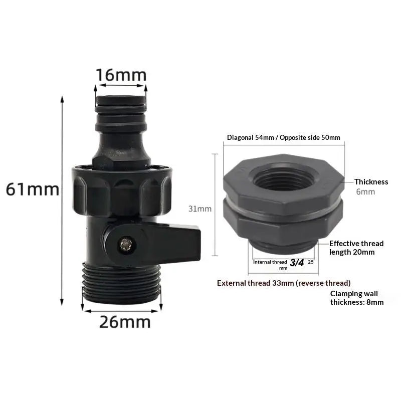 1 Set 3/4 Inch Rain Bucket Valve Fittings Connectors PVC Rain Bucket Diverter Kit Water Pipe Fittings Home Spray  Accessories