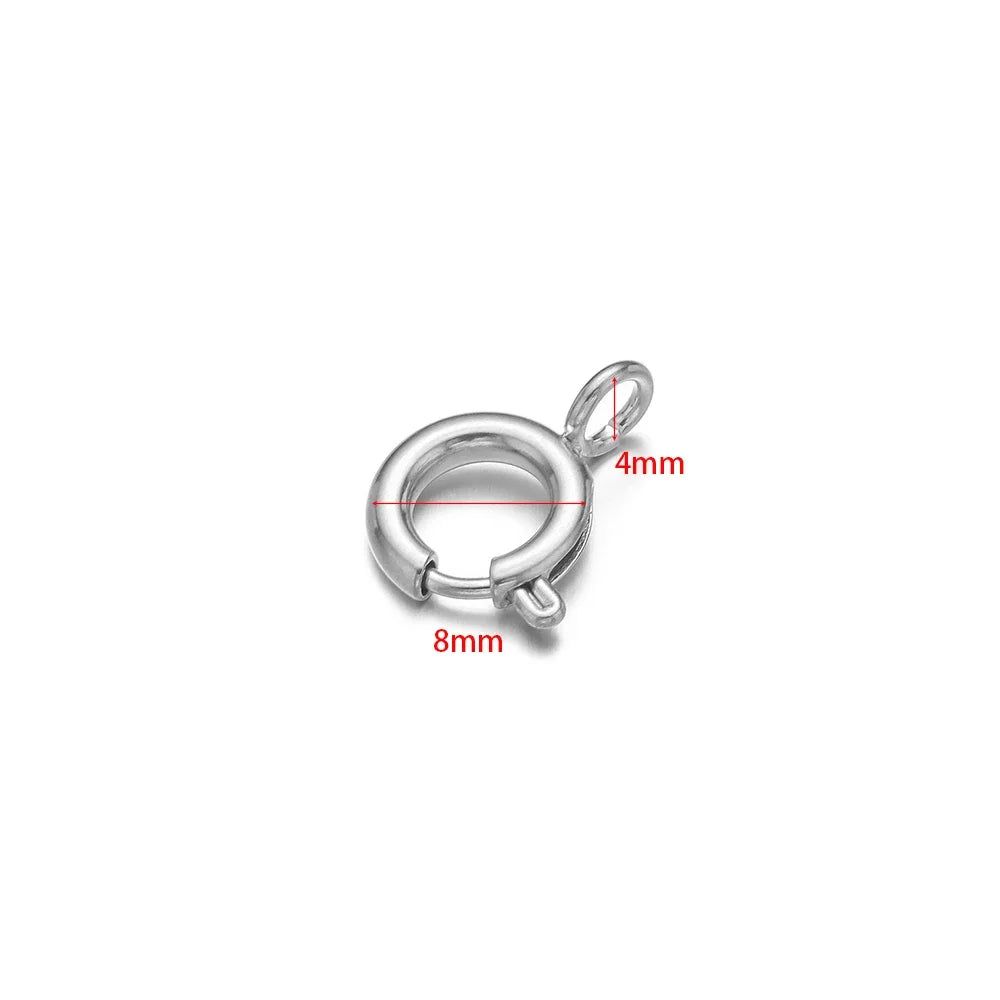 10pcs Stainless Steel Spring Ring Clasps Round Lobster Clasp Hooks Necklace Connectors for DIY Fashion Jewelry Bracelet Findings