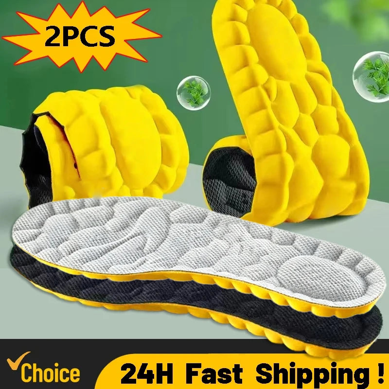 4D Cloud Technology Sports Insoles for Shoes PU Sole Soft Breathable Shock Absorption Cushion Running Orthopedic Care Insoles