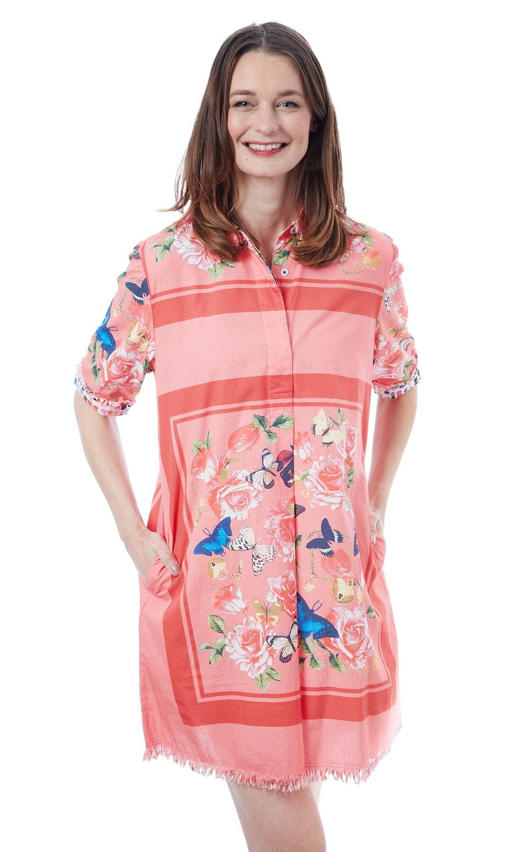 Chatham Dress Pink W Butterflies