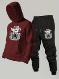 2026 new Men's Printed Hoodie Sweatshirt & Pants 2PCS Set Autumn Winter Casual Sport Outdoor Tracksuit Male Long Sleeve Tops