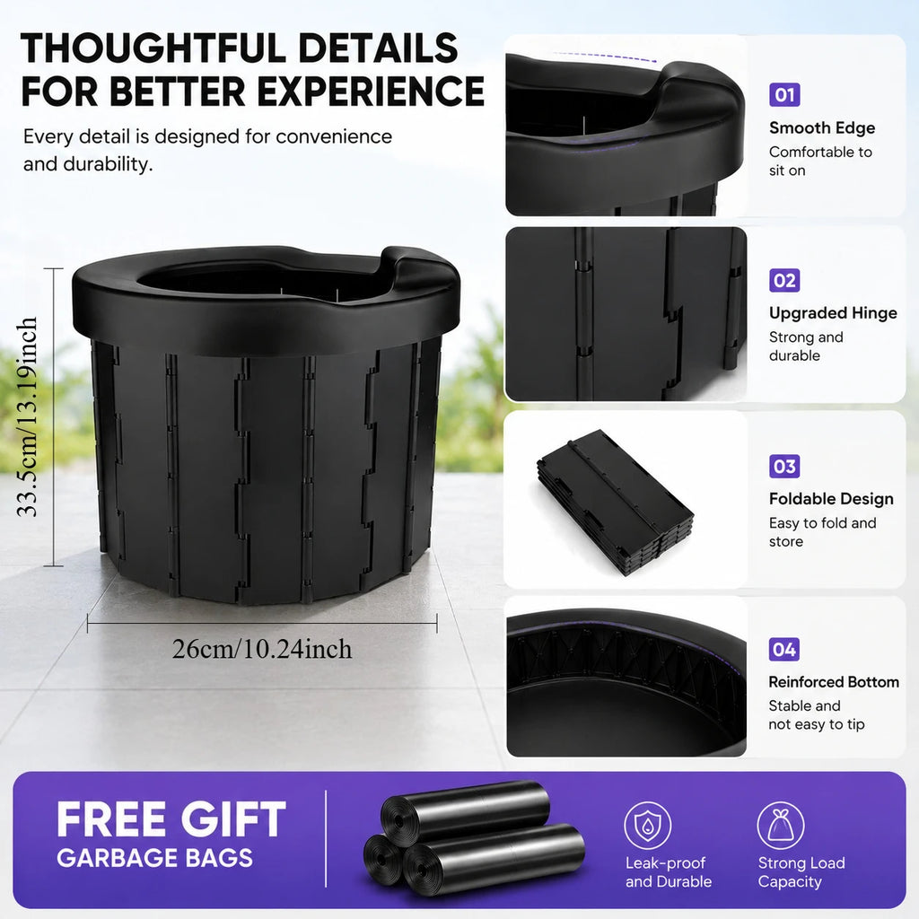 Outdoor Folding Toilet Portable Car Toilet Travel Self-driving Tour Camping Toilet Emergency Toilets for Adults Women Children
