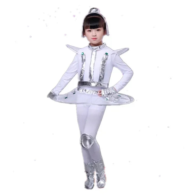 Kids Robot Space Future Style Costume Boys Girls Performance Outfit Alien Halloween Stage Show Party Cosplay Dress Up Clothes