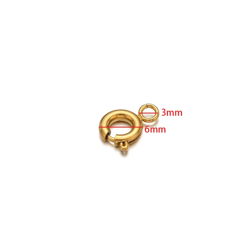 10pcs Stainless Steel Spring Ring Clasps Round Lobster Clasp Hooks Necklace Connectors for DIY Fashion Jewelry Bracelet Findings