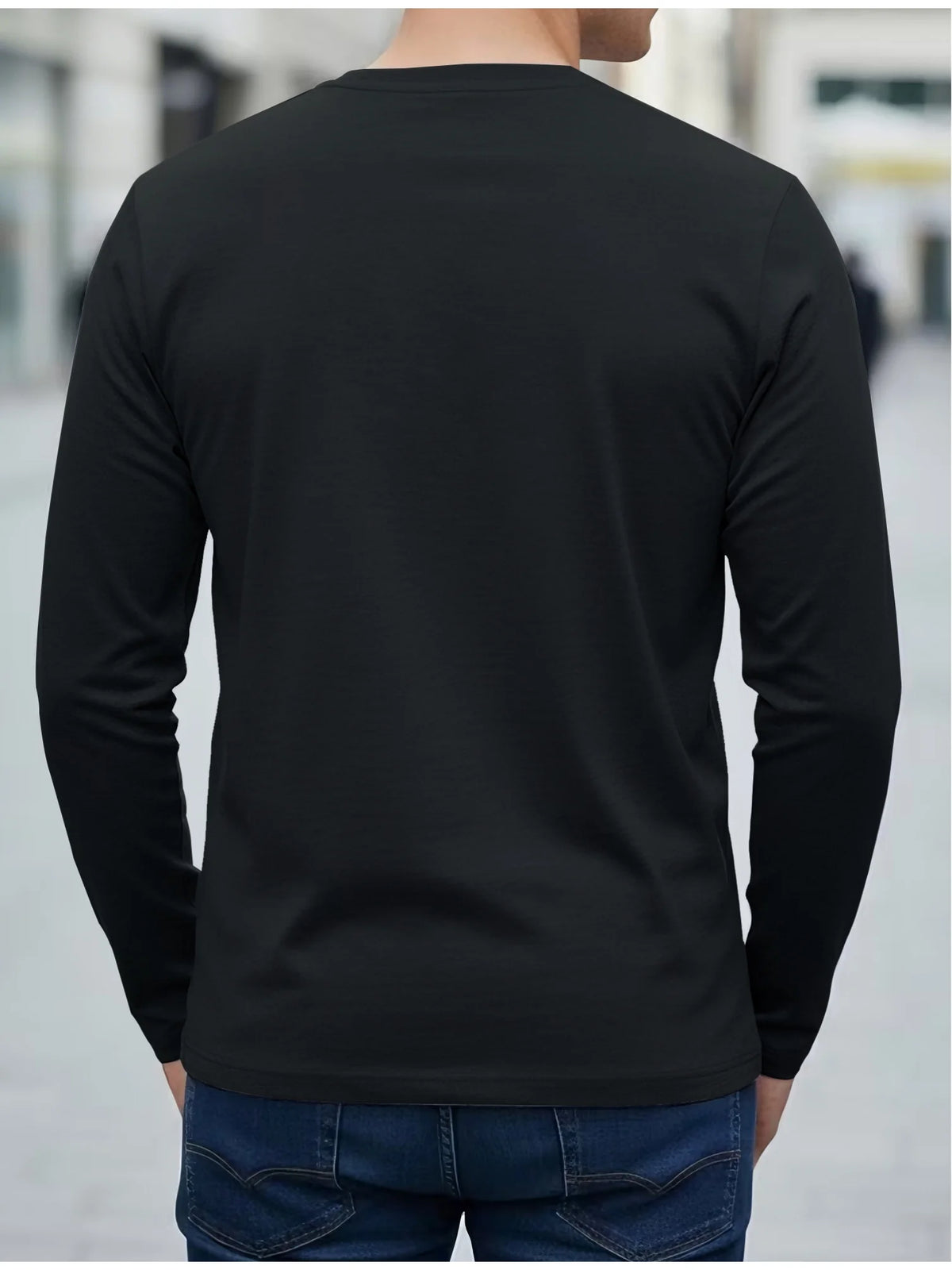 100% Pure Cotton Men's Long Sleeved Round Neck Loose Compass Explorer Pattern Printed Casual Versatile T-Shirt Top