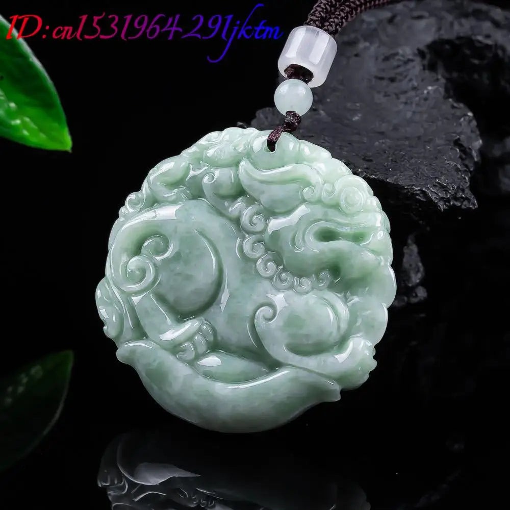 Natural Myanmar Jadeite Pixiu Pendant Necklace Carved Amulet Fashion Real Jade Talismans Accessories Designer Gifts for Women