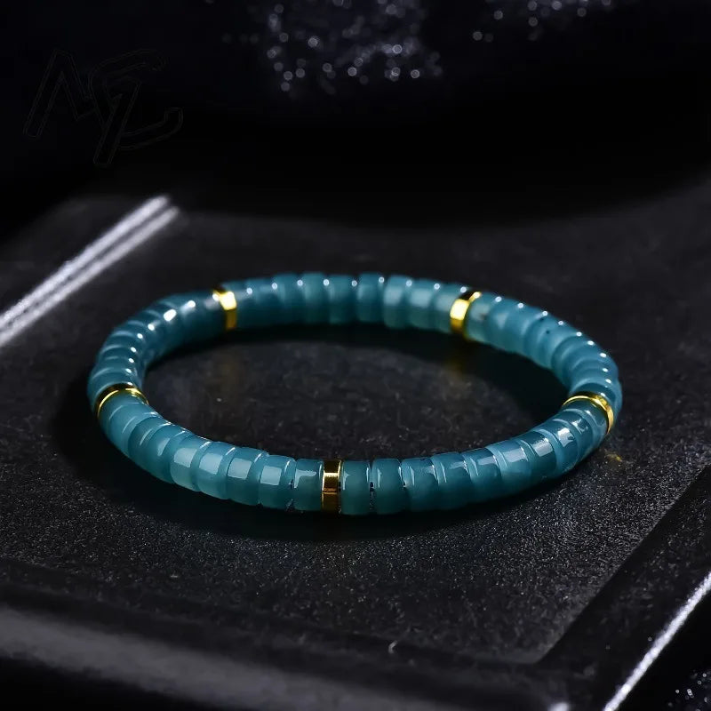 Natural Jadeite Blue Water Abacus Beads Spacer Bracelet Luxury Quality Jewelry Fashion Jewelry Exquisite Charms Gift Certificate