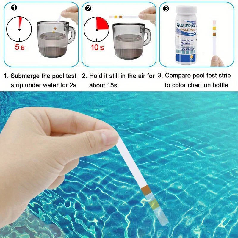 Chlorine PH Test Strips SPA Swimming Pool Aquarium Fish Tank Water Tester Paper Residual Chlorine PH Value Alkalinity Hardness