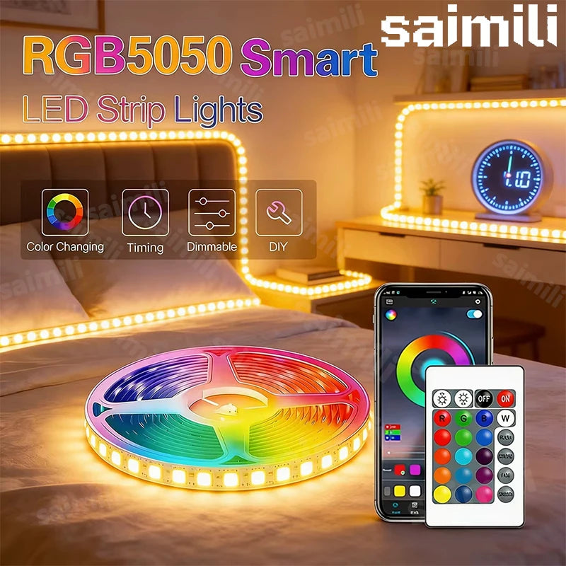 RGB LED Light Strip Lights USB 5V TV Backlight Atmosphere Lights APP Remote Control Flexible Lamp Tape Christmas Party Light