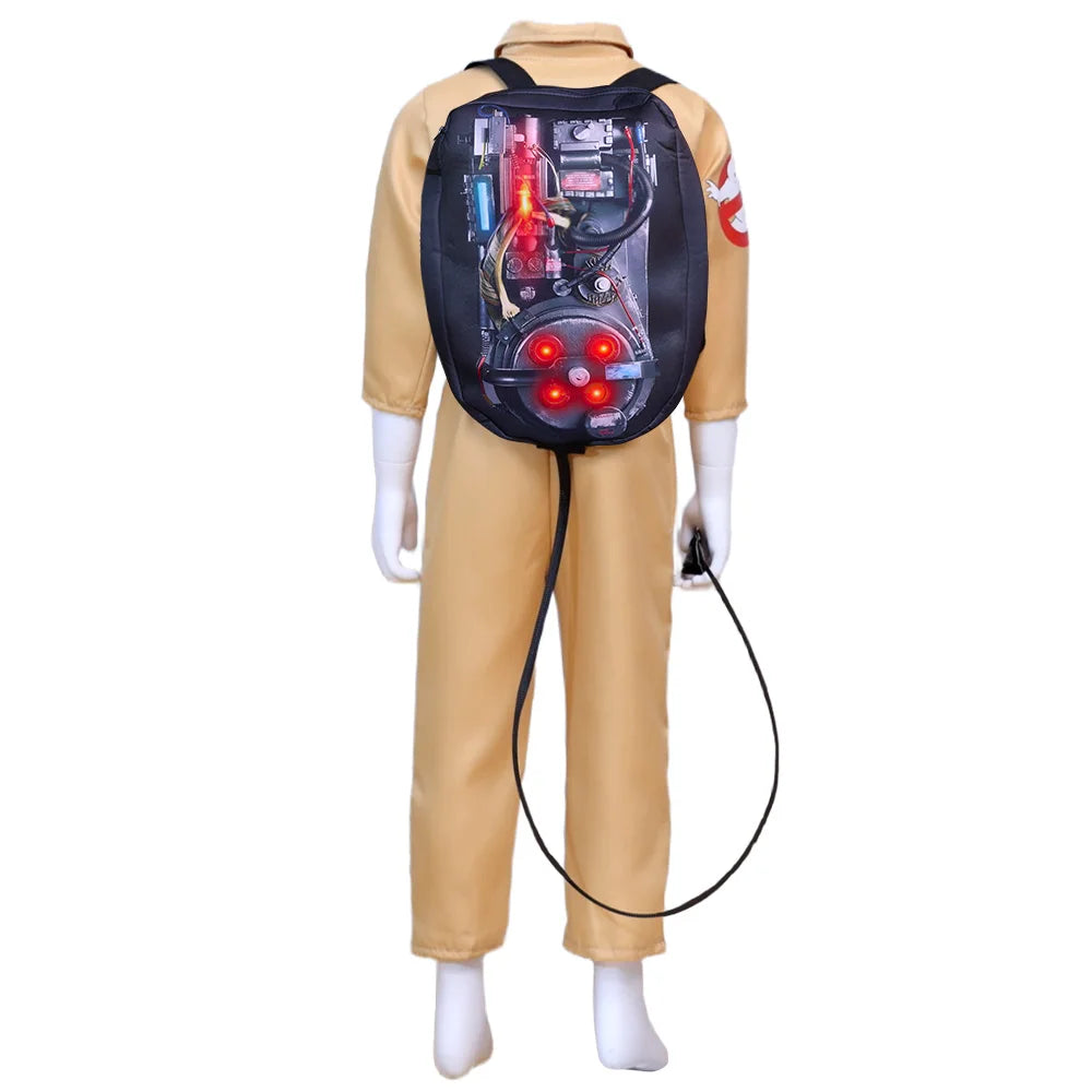 Kids Ghostbusters Movie Cosplay Costumes with Backpack Christmas Gift Carnival Theme Party Clothes Fans Collection