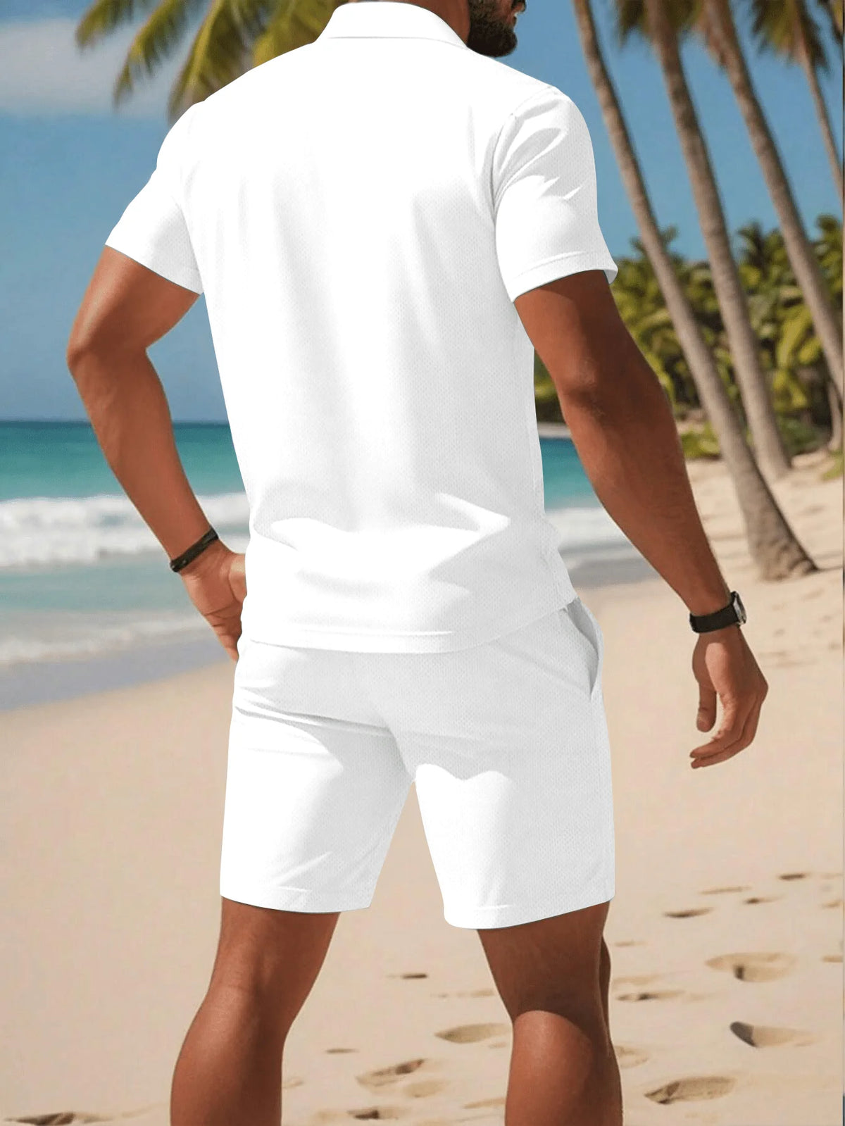 2026 Summer Men's Polo Shirt Set - 3D Printed Design Breathable Lightweight Comfortable Fashionable Outdoor Men's Clothing