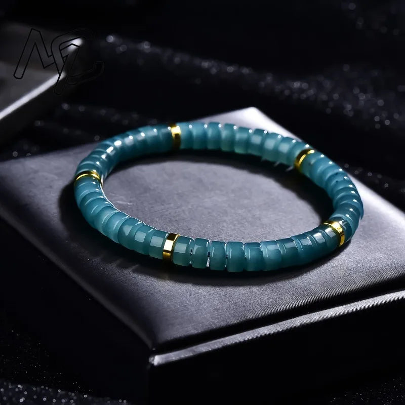 Natural Jadeite Blue Water Abacus Beads Spacer Bracelet Luxury Quality Jewelry Fashion Jewelry Exquisite Charms Gift Certificate
