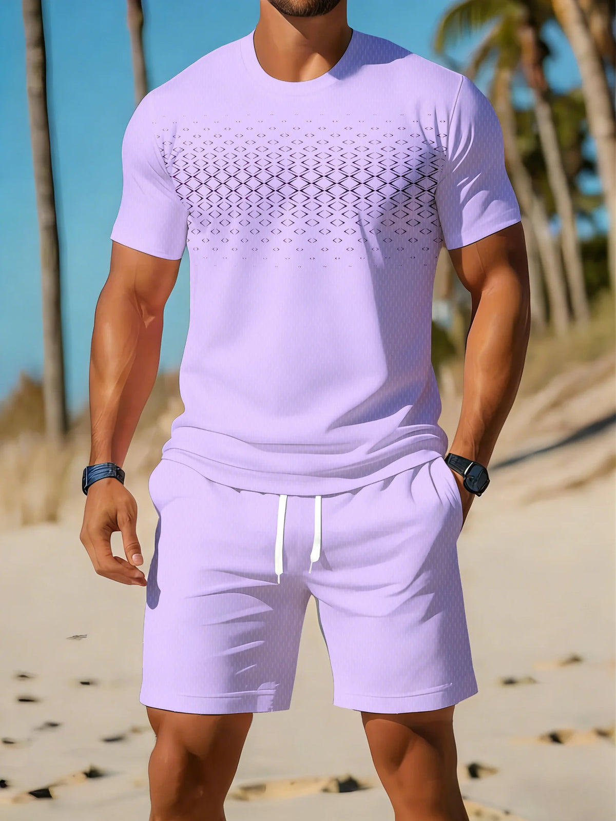 2026 Summer Men's Polo Shirt Set - 3D Printed Design Breathable Lightweight Comfortable Fashionable Outdoor Men's Clothing