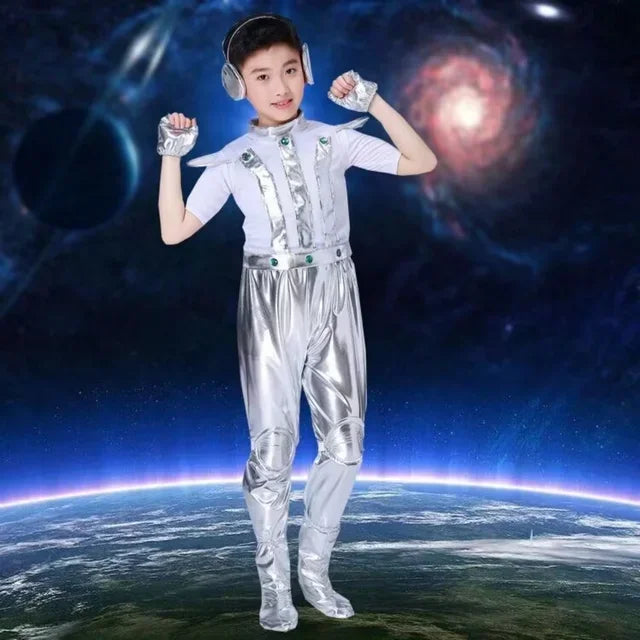 Kids Robot Space Future Style Costume Boys Girls Performance Outfit Alien Halloween Stage Show Party Cosplay Dress Up Clothes