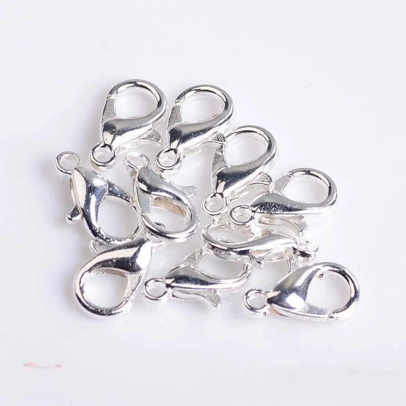 100pcs 9 12 14mm Zinc Alloy Lobster Clasps Multi Sizes for DIY Handmade Jewelry Necklace Bracelet Making Accessories