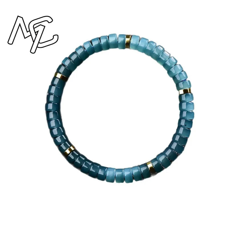 Natural Jadeite Blue Water Abacus Beads Spacer Bracelet Luxury Quality Jewelry Fashion Jewelry Exquisite Charms Gift Certificate