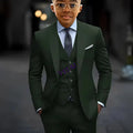 Boys 3 Piece Formal Suit Set with Blazer Pants Vest Customizable Wedding Tuxedo for Kids 2-16 Years