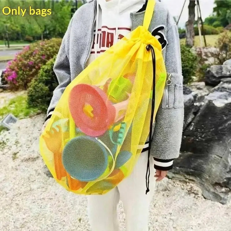 Large Capacity Portable Mesh Beach Storage Bag Breathable Foldable 1Pc Tote for Kids Beach Toys Pool Parties