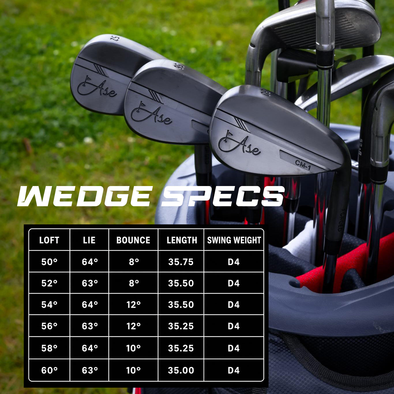 Ase BLACKOUT 3-Piece Wedge Set (52,56,60)