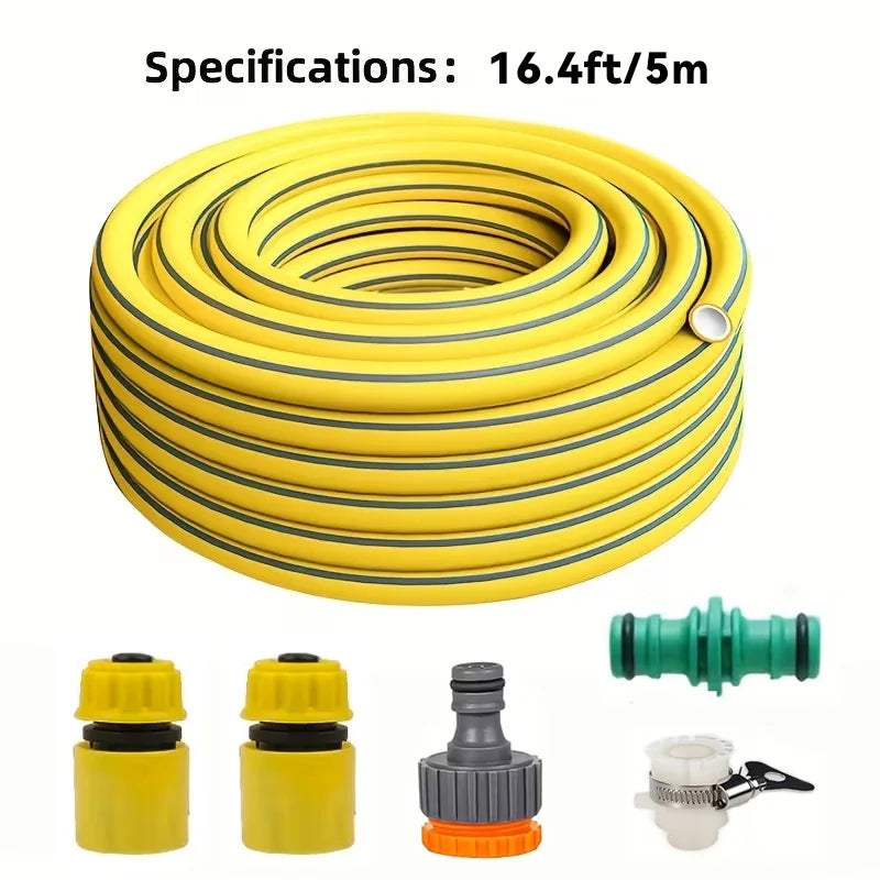 5/10/20m Heavy-Duty Rubber Garden Hose - Scratch & Wear Resistant, Leak-Proof, All-Season for Home, Balcony & Car Washing