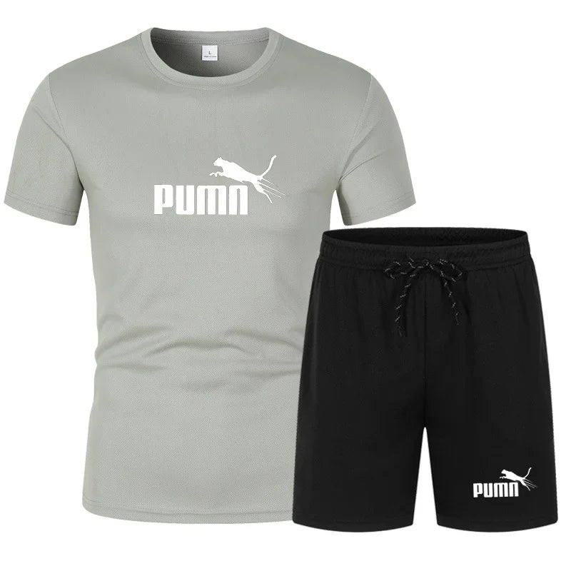 2026 summer hot selling men's clothing set fashionable short sleeved set casual sports set T-shirt+shorts two-piece set