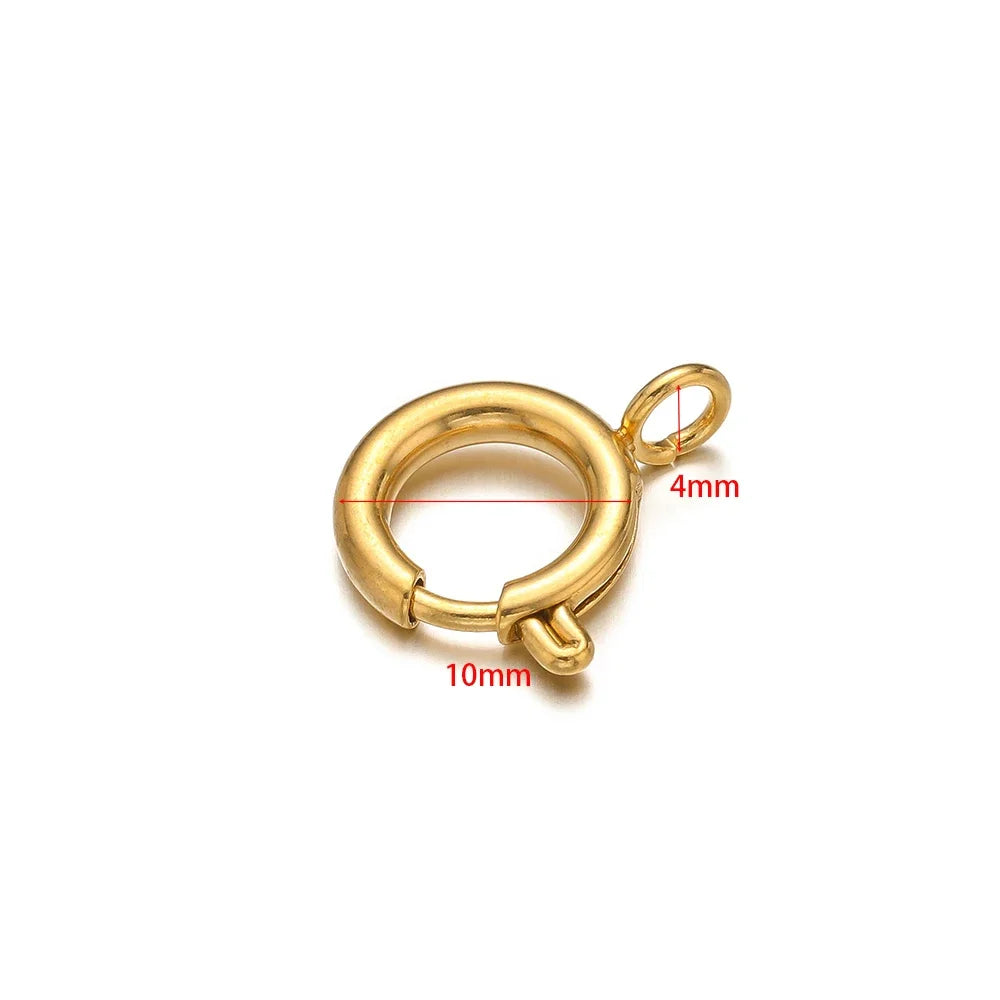 10pcs Stainless Steel Spring Ring Clasps Round Lobster Clasp Hooks Necklace Connectors for DIY Fashion Jewelry Bracelet Findings