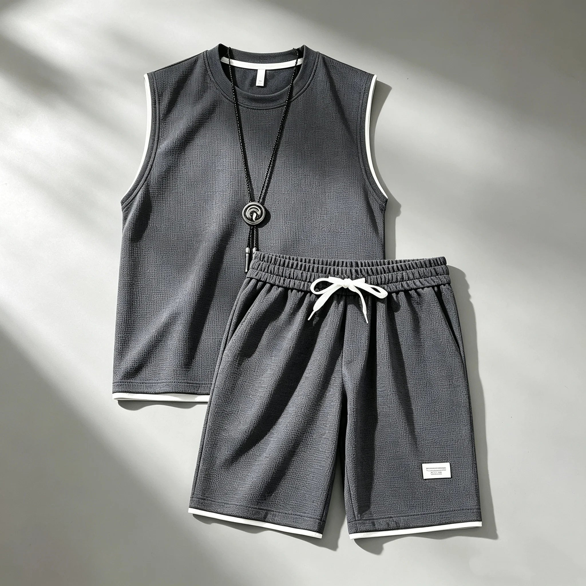 Summer men's vest sets high quality Gym jogging sportswear set Mesh quick drying fashion casual Vest + Shorts 2 piece set 3XL